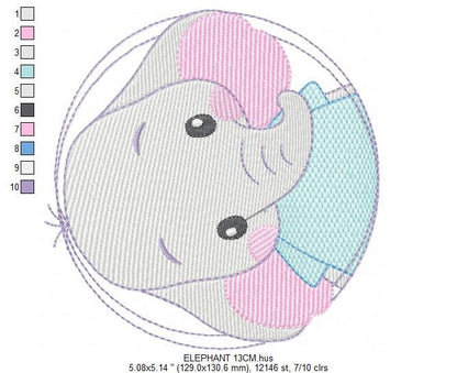 Elephant embroidery designs - Animal embroidery design machine embroidery pattern - Baby boy embroidery file - girl kid embroidery download Marcia Embroidery