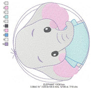 Charger l&#39;image dans la galerie, Elephant embroidery designs - Animal embroidery design machine embroidery pattern - Baby boy embroidery file - girl kid embroidery download
