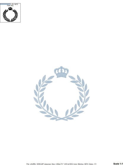 Laurel embroidery designs - Monogram frame embroidery design machine embroidery pattern - Baby boy embroidery file - Laurel wreath Crown Marcia Embroidery