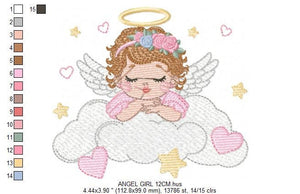 Angel with wings embroidery designs - Baby girl embroidery design machine embroidery pattern - Girl with wings embroidery file pes download