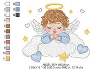 Cargar imagen en el visor de la galería, Angel embroidery designs - Baby girl embroidery design machine embroidery pattern - Girl with wings embroidery file - instant download pes
