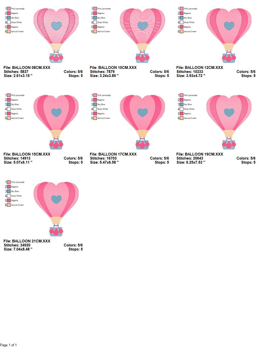 Heart Balloon embroidery designs - Hot air balloon embroidery design machine embroidery pattern - Heart embroidery file - instant download - Marcia Embroidery