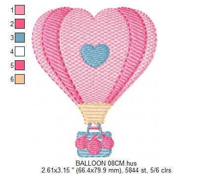 Heart Balloon embroidery designs - Hot air balloon embroidery design machine embroidery pattern - Heart embroidery file - instant download - Marcia Embroidery