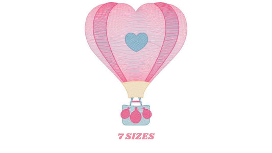 Heart Balloon embroidery designs - Hot air balloon embroidery design machine embroidery pattern - Heart embroidery file - instant download - Marcia Embroidery