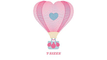 Cargar imagen en el visor de la galería, Heart Balloon embroidery designs - Hot air balloon embroidery design machine embroidery pattern - Heart embroidery file - instant download
