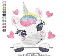 Charger l&#39;image dans la galerie, Peek a boo Unicorn embroidery designs - Baby Girl embroidery design machine embroidery pattern - Unicorns embroidery file - instant download
