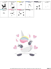 Load image into Gallery viewer, Peek a boo Unicorn embroidery designs - Baby Girl embroidery design machine embroidery pattern - Unicorns embroidery file - instant download
