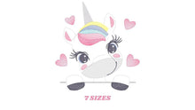 Carica l&#39;immagine nel visualizzatore di Gallery, Peek a boo Unicorn embroidery designs - Baby Girl embroidery design machine embroidery pattern - Unicorns embroidery file - instant download
