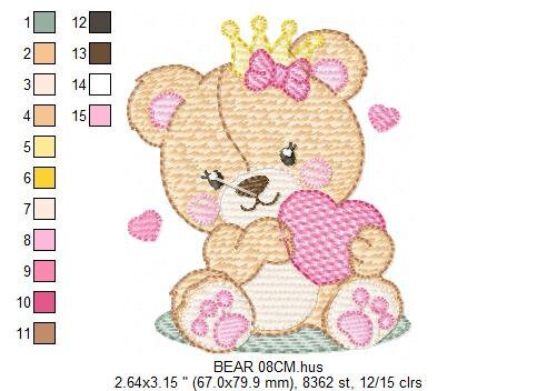 Female Bear embroidery designs - Baby girl embroidery design machine embroidery pattern - Bear with butterfly embroidery file - digital file Marcia Embroidery