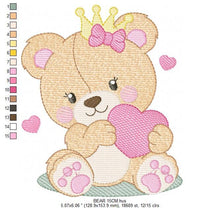 Load image into Gallery viewer, Female Bear embroidery designs - Baby girl embroidery design machine embroidery pattern - Bear with butterfly embroidery file - digital file
