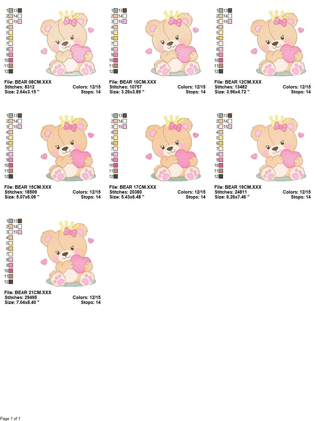 Female Bear embroidery designs - Baby girl embroidery design machine embroidery pattern - Bear with butterfly embroidery file - digital file Marcia Embroidery