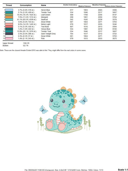 Dinosaur embroidery designs - Dino embroidery design machine embroidery pattern - Tyrannosaurus embroidery file - instant digital download