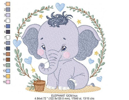 Elephant embroidery designs - Animal embroidery design machine embroidery pattern - Baby boy embroidery file - kid embroidery Towel pillow Marcia Embroidery