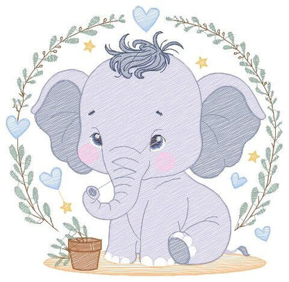Elephant embroidery designs - Animal embroidery design machine embroidery pattern - Baby boy embroidery file - kid embroidery Towel pillow Marcia Embroidery