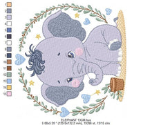 Carica l&#39;immagine nel visualizzatore di Gallery, Elephant embroidery designs - Animal embroidery design machine embroidery pattern - Baby boy embroidery file - kid embroidery Towel pillow
