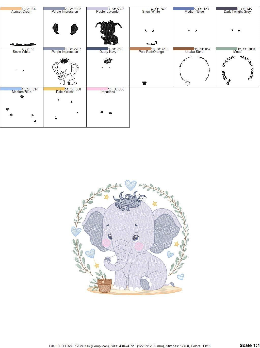 Elephant embroidery designs - Animal embroidery design machine embroidery pattern - Baby boy embroidery file - kid embroidery Towel pillow Marcia Embroidery