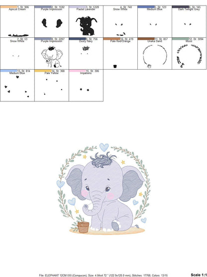 Elephant embroidery designs - Animal embroidery design machine embroidery pattern - Baby boy embroidery file - kid embroidery Towel pillow Marcia Embroidery