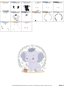 Elephant embroidery designs - Animal embroidery design machine embroidery pattern - Baby boy embroidery file - kid embroidery Towel pillow