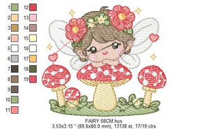 Fairy embroidery designs - Baby girl embroidery design machine embroidery pattern - Pixie embroidery file - Fairy design Instant Download