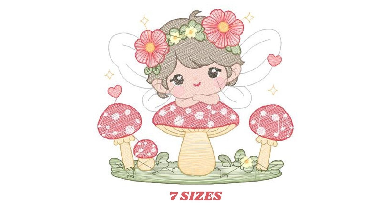 Fairy embroidery designs - Baby girl embroidery design machine embroidery pattern - Pixie embroidery file - Fairy design Instant Download Marcia Embroidery