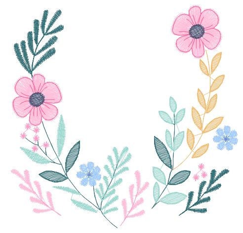 Monogram Frame embroidery designs - Flower embroidery design machine embroidery pattern - Floral wreath embroidery file - instant download