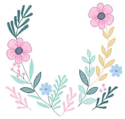 Monogram Frame embroidery designs - Flower embroidery design machine embroidery pattern - Floral wreath embroidery file - instant download