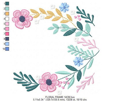 Monogram Frame embroidery designs - Flower embroidery design machine embroidery pattern - Floral wreath embroidery file - instant download