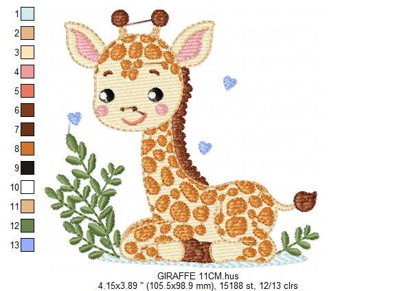 Giraffe embroidery design - Animal embroidery designs machine embroidery pattern - Baby girl embroidery file - Giraffe with hears download - Marcia Embroidery