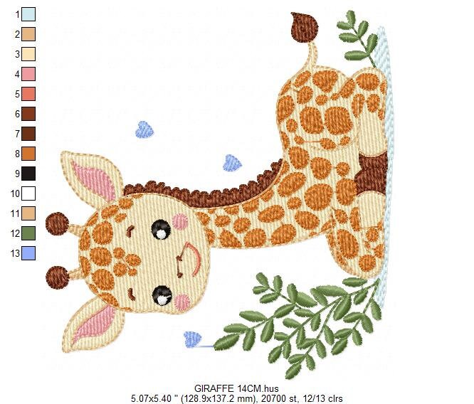 Giraffe embroidery design - Animal embroidery designs machine embroidery pattern - Baby girl embroidery file - Giraffe with hears download - Marcia Embroidery
