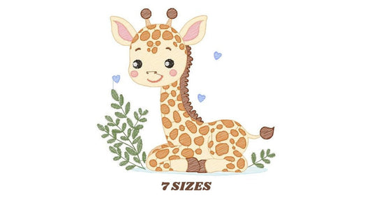 Giraffe embroidery design - Animal embroidery designs machine embroidery pattern - Baby girl embroidery file - Giraffe with hears download - Marcia Embroidery