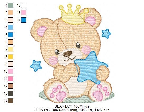 Bear embroidery designs - Bear with crown embroidery design machine embroidery pattern - Teddy bear embroidery file baby kid newborn nursey Marcia Embroidery