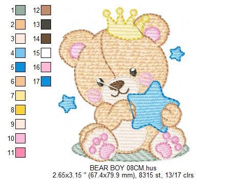 Bear embroidery designs - Bear with crown embroidery design machine embroidery pattern - Teddy bear embroidery file baby kid newborn nursey Marcia Embroidery