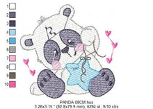 Charger l&#39;image dans la galerie, Panda embroidery design - Animal embroidery designs machine embroidery pattern - Baby boy embroidery file - Panda with star instant download
