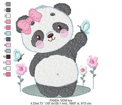 Panda embroidery design - Animal embroidery designs machine embroidery pattern - Baby girl embroidery file - Panda with butterfly download Marcia Embroidery