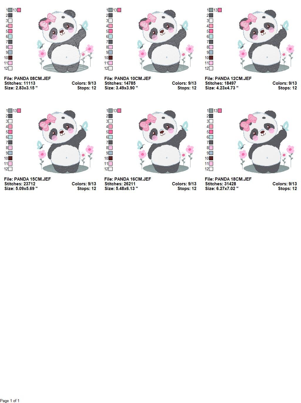 Panda embroidery design - Animal embroidery designs machine embroidery pattern - Baby girl embroidery file - Panda with butterfly download Marcia Embroidery