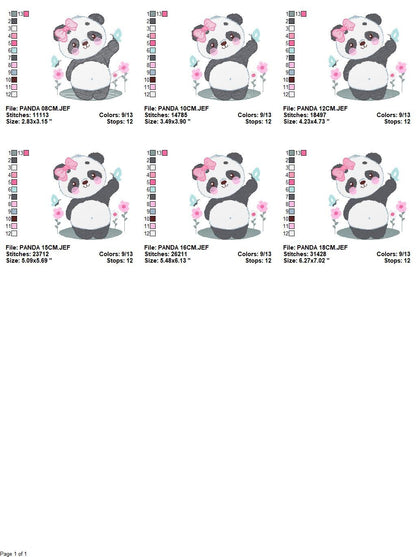 Panda embroidery design - Animal embroidery designs machine embroidery pattern - Baby girl embroidery file - Panda with butterfly download Marcia Embroidery