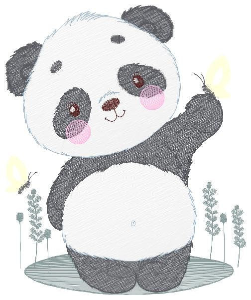 Panda embroidery design - Animal Panda Bear machine embroidery pattern - Baby boy file - Panda with butterflies - Instant download pes jef