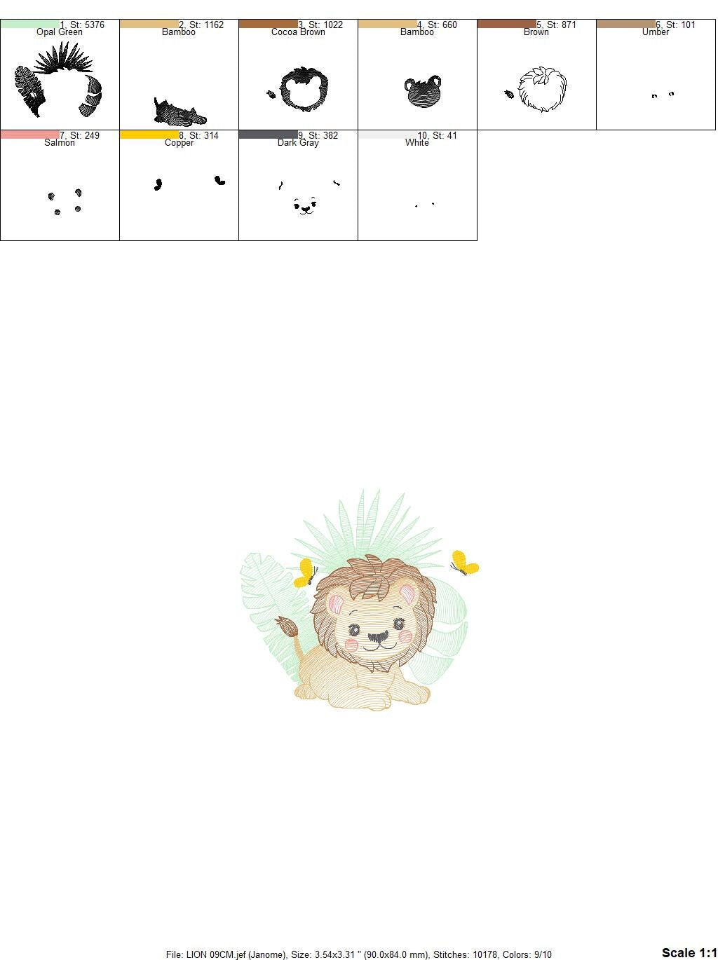 Lion embroidery designs - Safari embroidery design machine embroidery pattern - Baby boy embroidery file - instant download pes jef hus vip