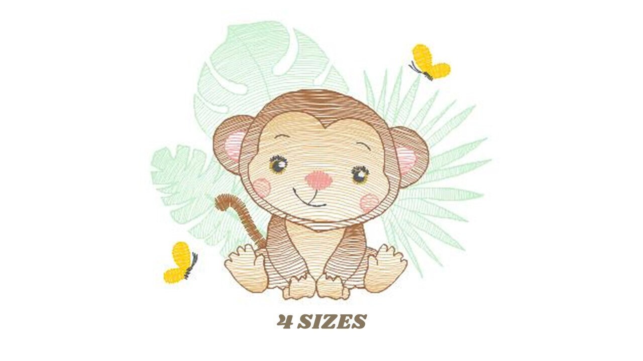 Safari embroidery designs - Monkey embroidery design machine embroidery pattern - Animal embroidery file - Baby boy embroidery download pes Marcia Embroidery