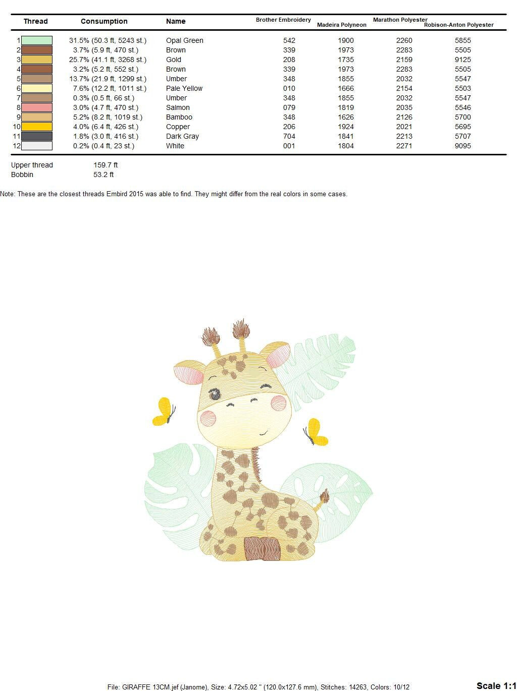 Giraffe embroidery design - Animal embroidery designs machine embroidery pattern - Baby girl embroidery file - Giraffe with butterflies Marcia Embroidery