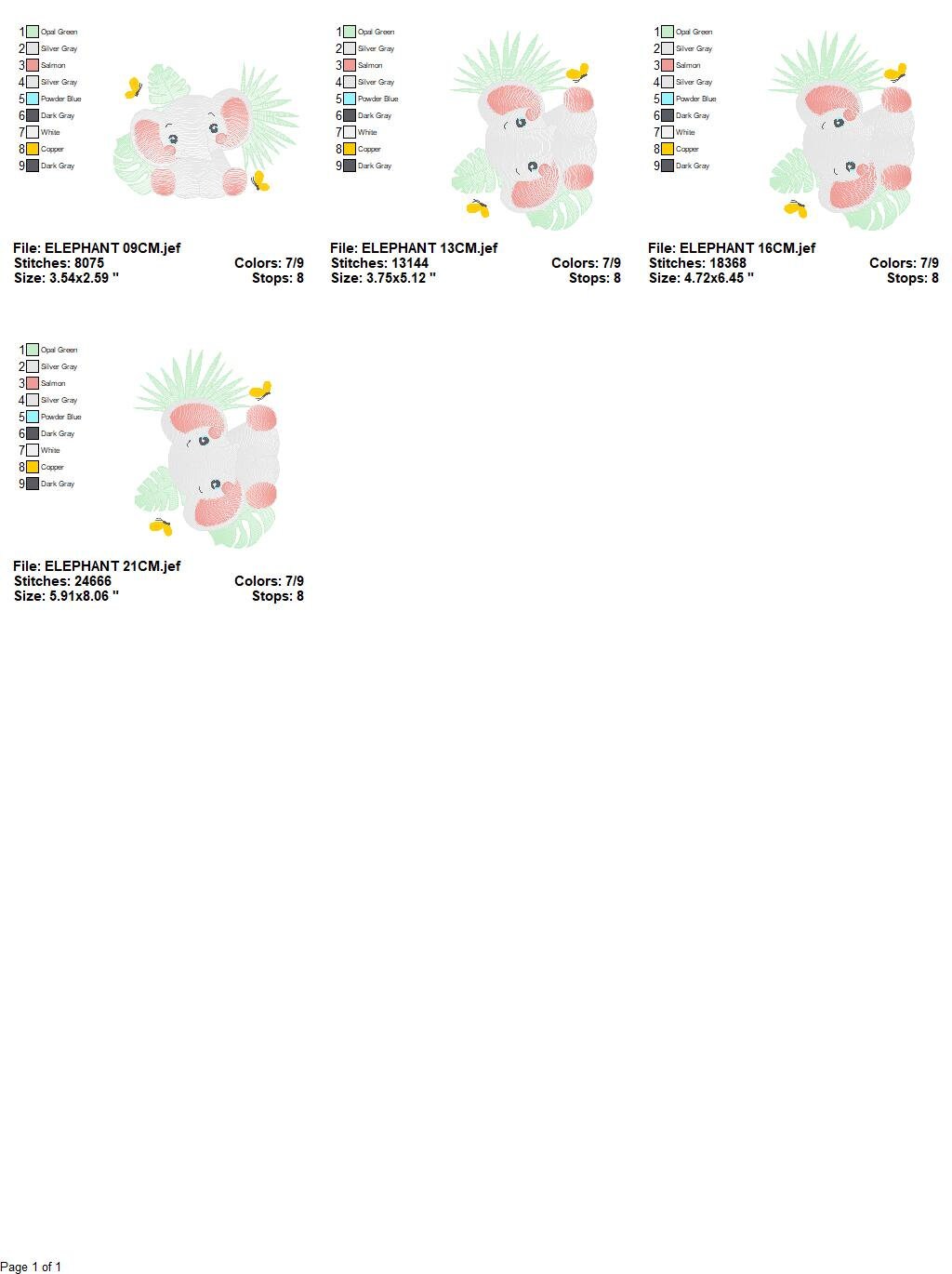 Elephant embroidery designs - Elephant and leaves embroidery design machine embroidery pattern - Safari Animal embroidery - instant download