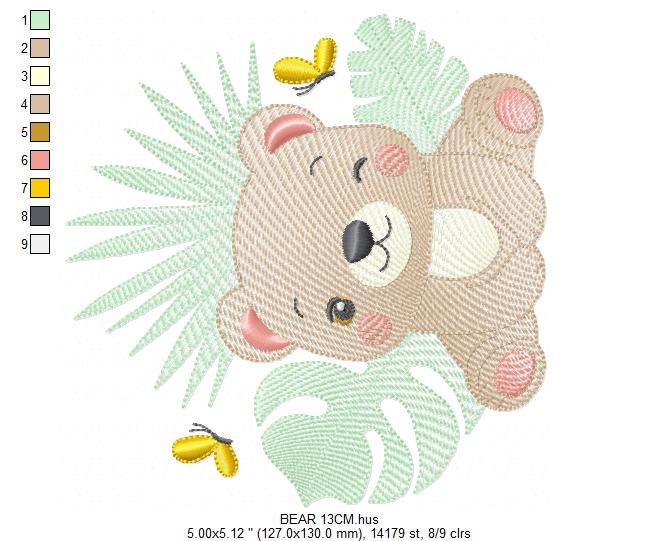 Teddy Bear embroidery designs - Baby girl embroidery design machine embroidery pattern - Bear with butterfly embroidery file - digital file - Marcia Embroidery