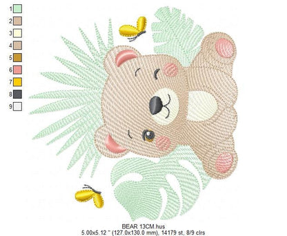Teddy Bear embroidery designs - Baby girl embroidery design machine embroidery pattern - Bear with butterfly embroidery file - digital file - Marcia Embroidery