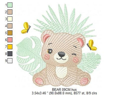 Teddy Bear embroidery designs - Baby girl embroidery design machine embroidery pattern - Bear with butterfly embroidery file - digital file - Marcia Embroidery