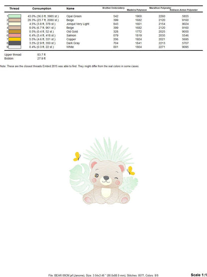 Teddy Bear embroidery designs - Baby girl embroidery design machine embroidery pattern - Bear with butterfly embroidery file - digital file - Marcia Embroidery