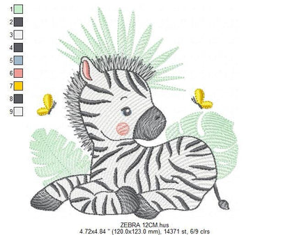 Zebra embroidery designs - Animal embroidery design machine embroidery pattern - Safari embroidery file - instant digital download pes jef