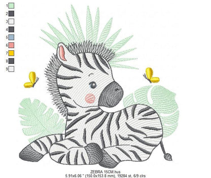 Zebra embroidery designs - Animal embroidery design machine embroidery pattern - Safari embroidery file - instant digital download pes jef