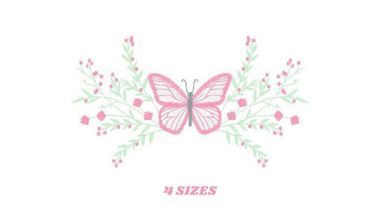 Butterfly embroidery design - Delicate Flowers embroidery designs machine embroidery pattern - Towel embroidery file - instant download pes Marcia Embroidery