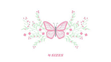 Laden Sie das Bild in den Galerie-Viewer, Butterfly embroidery design - Delicate Flowers embroidery designs machine embroidery pattern - Towel embroidery file - instant download pes
