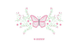 Butterfly embroidery design - Delicate Flowers embroidery designs machine embroidery pattern - Towel embroidery file - instant download pes